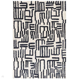 Mason Script Modern Abstract Super Soft Carved Hi-Low Rib Textured Cream/Deep Navy Blue Rug
