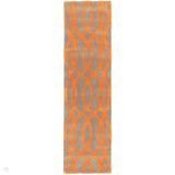 Matrix MAX37 Wire Modern Geometric Hand-Woven High-Density Soft Textured Shimmer Wool & Viscose Blend Warm Beige/Burnt Orange Runner