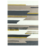 Matrix MAX62 Rhombus Modern Geometric Hand-Woven High-Density Soft Textured Shimmer Wool & Viscose Blend Mustard/Multi Rug