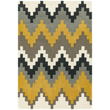 Matrix MAX69 Cuzzo Modern Geometric Hand-Woven High-Density Soft Textured Shimmer Wool & Viscose Blend Mustard/Multi Rug