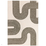 Matrix MAX86 Arches Modern Geometric Hand-Woven High-Density Soft Textured Shimmer Wool & Viscose Blend Soft Ivory/Deep Forest Green Rug