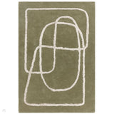 Matrix MAX93 Infinity Modern Abstract Hand-Woven High-Density Soft Textured Shimmer Wool & Viscose Blend Sage Green/Cream Rug