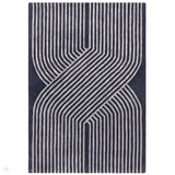Matrix MAX97 Solsitice Modern Geometric Hand-Woven High-Density Soft Textured Shimmer Wool & Viscose Blend Deep Navy/Steel Grey/Slate Blue/Soft Silver Rug