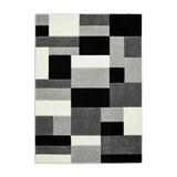 Matrix MT61 Modern Geometric Blocks Carved Soft Textured Easy-Care Durable Polypropylene Short Pile Grey/Black/Cream Rug