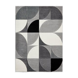 Matrix MT63 Modern Geometric Carved Soft Textured Easy-Care Durable Polypropylene Short Pile Cream/Grey/Black Rug