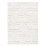 Maze MAZ101 Modern Geometric Metallic Shimmer Carved Hi-Lo Soft-Touch Polyester Low Profile Short Pile Soft Ivory Rug