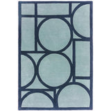 Metro Modern Geometric Hand-Carved Hi-Low Wool Powder Blue/Navy Rug