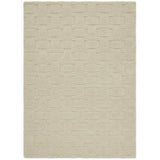 Modern Geometric Basket Weave 3D Embossed Hand-Carved Hi-Low Textured Wool New Ivory Rug
