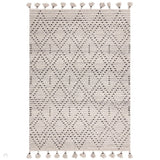 Nepal Diamond Modern Moroccan Berber Geometric Hand-Woven Ribbed Textured Low-Profile Wool Loop Pile Grey/Black Rug