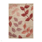 Newport Leaf Modern Floral Botanical Soft Carved Durable Short Pile Beige/Rust Red/Terracotta Rug