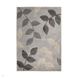 Newport Leaf Modern Floral Botanical Soft Carved Durable Short Pile Grey Rug