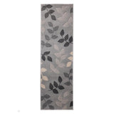 Newport Leaf Modern Floral Botanical Soft Carved Durable Short Pile Grey Runner