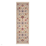 Nomad Floral Traditional Persian Floral Medallion Border Textured Low-Profile Wool Blend Loop Pile Ivory/Multicolour Runner