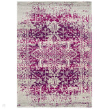 Nova NV08 Antique Traditional Medallion Border Durable Easy-Care Polypropylene Short Pile Fuchsia/Cream/Grey Rug