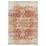 Nova NV09 Antique Traditional Medallion Border Durable Easy-Care Polypropylene Short Pile Orange/Cream/Grey Rug
