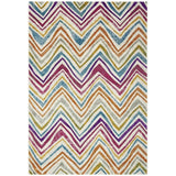 Nova NV21 Rhythm Modern Abstract Zig Zag Durable Easy-Care Polypropylene Short Pile Pink/Orange/Yellow/Green/Blue/Purple/Multicolour Rug