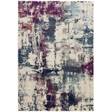 Nova NV23 Abstract Modern Abstract Durable Easy-Care Polypropylene Short Pile Navy Multicolour Rug
