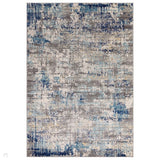 Nova NV40 Illusion Modern Abstract Durable Easy-Care Polypropylene Short Pile Blue/Grey/Yellow Rug