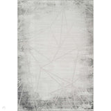 Novu Mirage NOV01 Modern Geometric-Abstract Distressed Shimmer Soft Velvety Hi-Lo Textured Cut Pile Polyblend Light Grey/Silver/Steel Grey/Charcoal/Ivory Rug