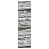 Obsidian Coast OBS37 Modern Abstract Layered Stripes Durable Easy-Care Low-Profile Short Pile Grey/Black/Ivory/Steel Grey/Ash Grey Runner