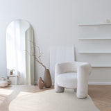 Olsen Surge Modern Plain Abstract Hand Carved Hi-Low Textured Wool Oval Cream Rug