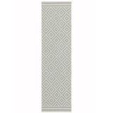 Patio PAT11 Diamond Modern Geometric Durable Stain-Resistant Weatherproof Flatweave In-Outdoor Grey/Cream Runner