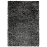 Payton Soft Shimmer Silky Polyester Plain Shaggy Charcoal Grey Rug