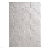 Penny Modern Geometric 3D Hand-Carved Hi-Low Soft Textured Wool Cream Rug