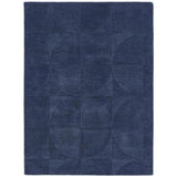 Penny Modern Geometric 3D Hand-Carved Hi-Low Soft Textured Wool Infinity Blue Rug