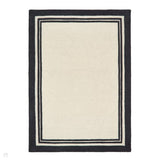 Piper Modern Plain Textured Loop Pile Smooth Border Hand-Woven Wool Cream/Black Rug