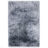Plush Luxury Super Thick Heavyweight High-Density Hand-Woven Soft High-Pile Plain Polyester Tonal Textured Metallic Shimmer Shaggy Airforce Blue Rug