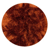 Plush Luxury Super Thick Heavyweight High-Density Hand-Woven Soft High-Pile Plain Polyester Tonal Textured Metallic Shimmer Shaggy Rust Round Rug