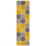 Portland 172 J Modern Geometric Carved Durable Short Pile Yellow /Grey/Cream Runner