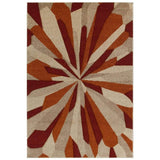 Portland 3337 E Modern Geometric Carved Durable Short Pile Terra/Red/Beige Rug