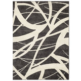 Portland 57 E Modern Geometric Carved Durable Short Pile Charcoal/Cream Rug