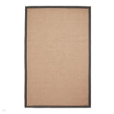 Portland Jute Cotton Border Modern Plain Hand-Woven Textured Herringbone Flatweave Natural/Charcoal Grey Rug