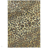 Quantum QU01 Modern Leopard Print Metallic Shimmer Textured High-Density Soft Smooth Low Profile Polyblend Short-Pile Warm Gold/Deep Brown/Charcoal/Olive Rug