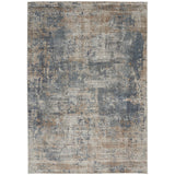 Quarry QUA02 Modern Abstract Distressed Soft Textured Durable Low Profile Short Pile Blue/Beige Rug