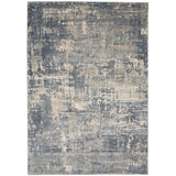 Quarry QUA04 Modern Abstract Distressed Soft Textured Durable Low Profile Short Pile Steel Blue-Grey/Beige Rug