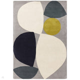 Reef RF25 Mid Century Modern Geometric Hand-Woven Wool Grey/Ivory/Navy/Teal/Mustard Rug