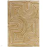 Reef RF28 Curve Modern Geometric Hand-Woven Wool Ochre Yellow/Cream Rug