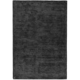 Reko Modern Plain Textured Ribbed Lines Viscose/Cotton Shimmer Flatweave Charcoal Grey Rug