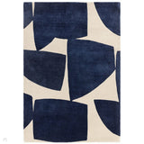 Romy 03 Kite Modern Irregular Geometric Shapes Hand-Woven Soft Wool-Feel Eco Fibre Blue/Cream Rug