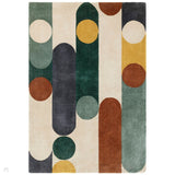 Romy 07 Morse Modern Elongated Ovals Shapes Hand-Woven Soft Wool-Feel Eco Fibre Multicolour Rug