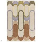 Romy 09 Module Modern Layered Oval Arches Hand-Woven Soft Wool-Feel Eco Fibre Pastel Multicolour Rug