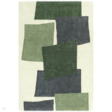 Romy 12 Papercut Modern Overlapping Rectangles Hand-Woven Soft Wool-Feel Eco Fibre Green/Grey/Ivory Rug