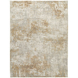 Rossa ROS03 Modern Abstract Distressed Durable Easy-Care Ribbed Textured Low Profile Short Pile Ivory/Beige/Gold Rug
