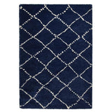 Royal Nomadic 5413 Modern Geometric Diamond Soft Plush Boho Shaggy Navy Rug