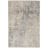 Rustic Textures RUS01 Modern Abstract Distressed Shimmer Carved Hi-Low Textured Durable Polyblend Short-Pile Ivory/Silver/Beige Rug