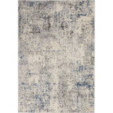 Rustic Textures RUS07 Modern Abstract Distressed Shimmer Carved Hi-Low Textured Durable Polyblend Short-Pile Ivory/Grey/Blue Rug